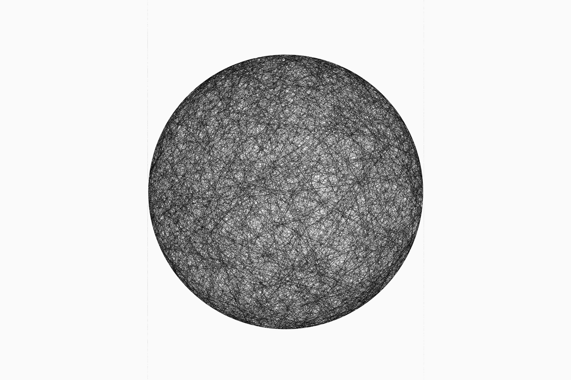 Random Chords making an almost sphere like shading on a circle that looks web-like