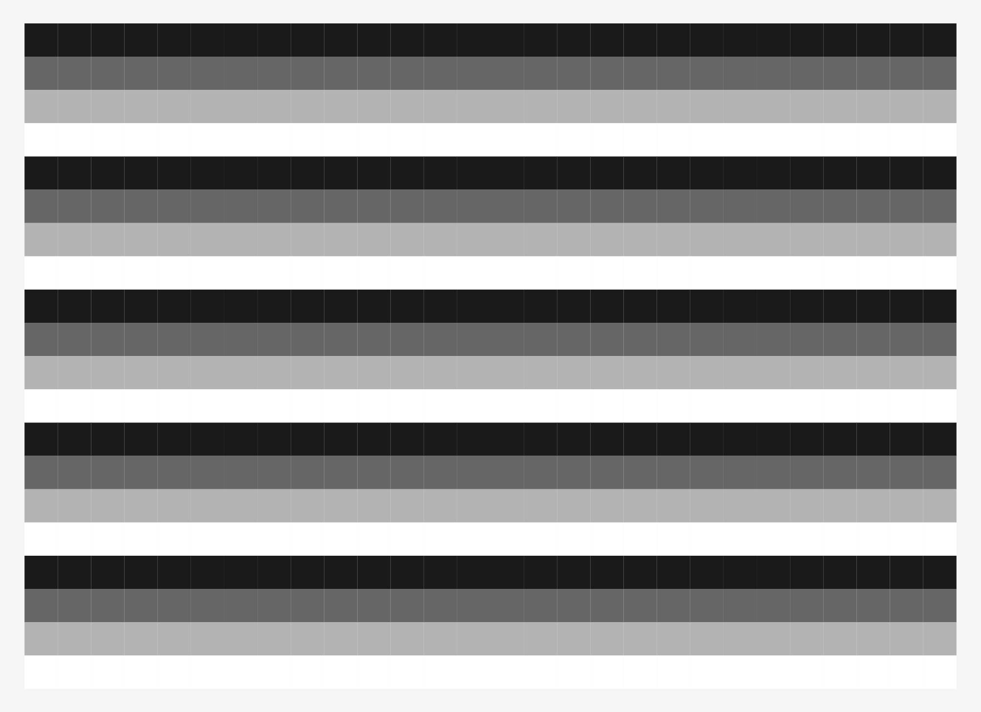 a horizontally striped image of 4 colors going from black to white with two greys between