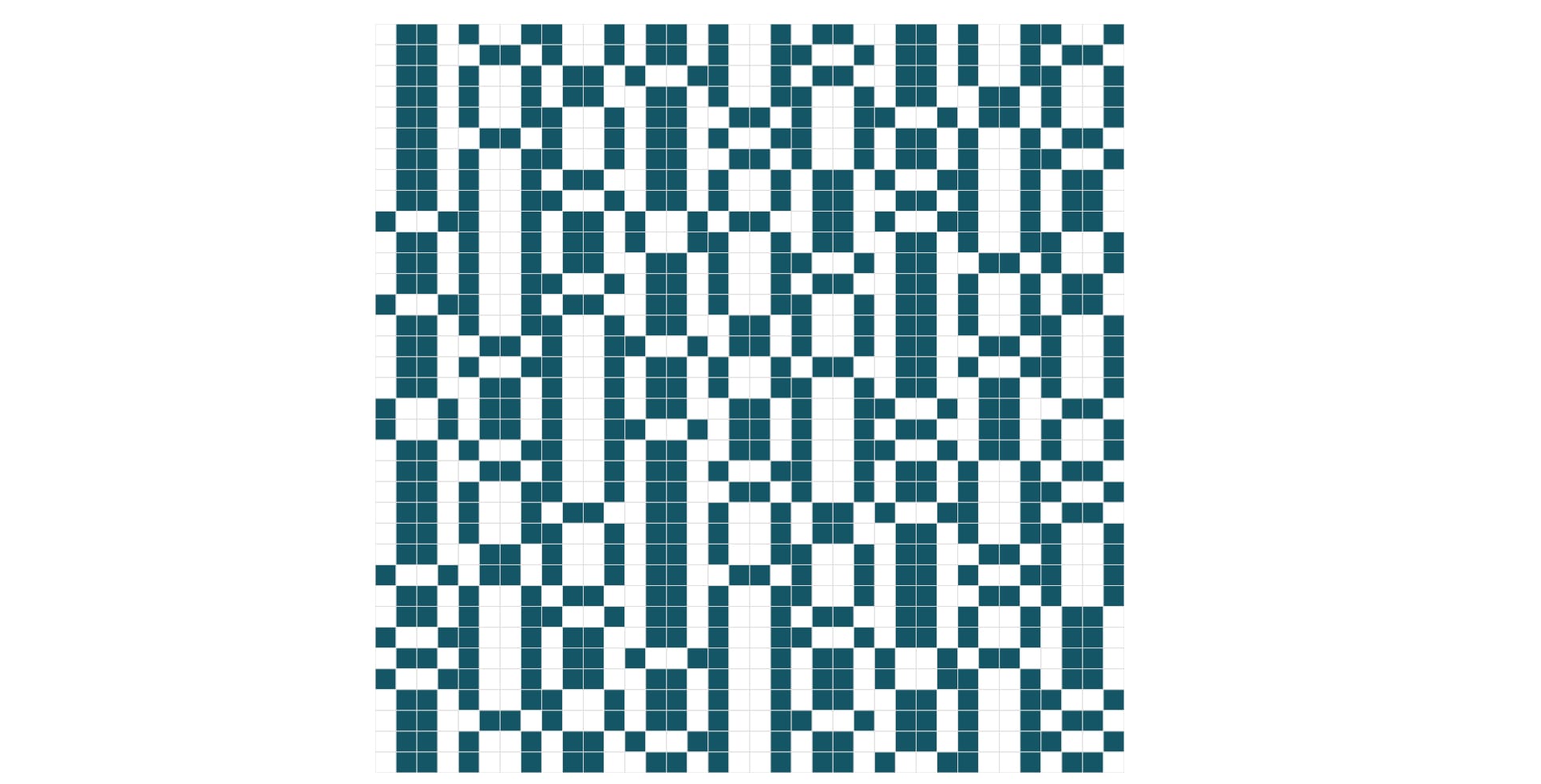 a grid of white and teal squares that almost seems like a pattern, but hard to tell.